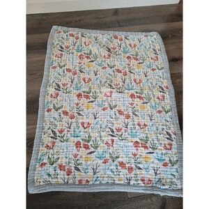 Little Unicorn Cotton Muslin Quilt Wildflower Botanical Floral Grey 30x40 #7
